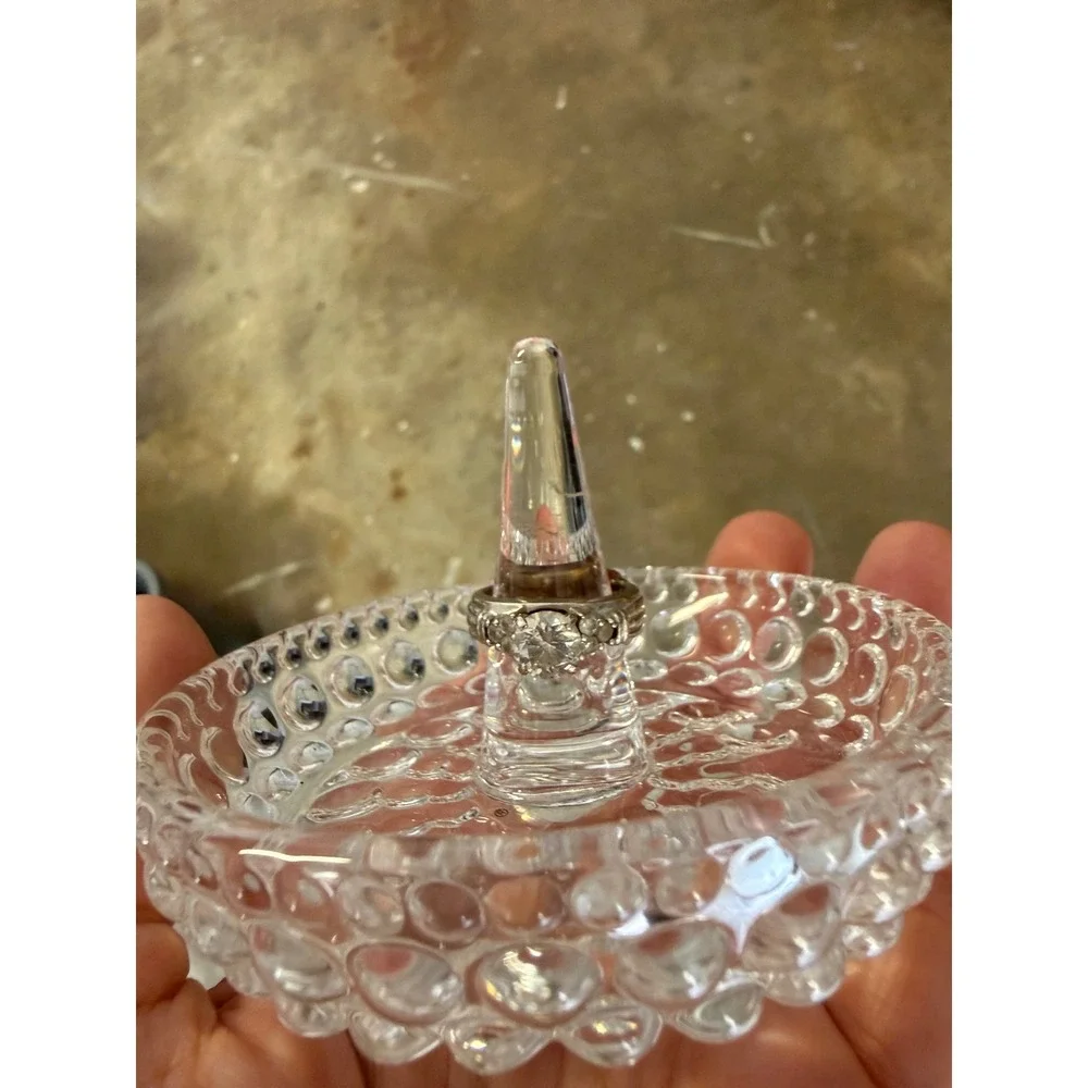 Studio Crystal by Studio Silversmiths Clear Glass Hobnail Ring Holder Dish